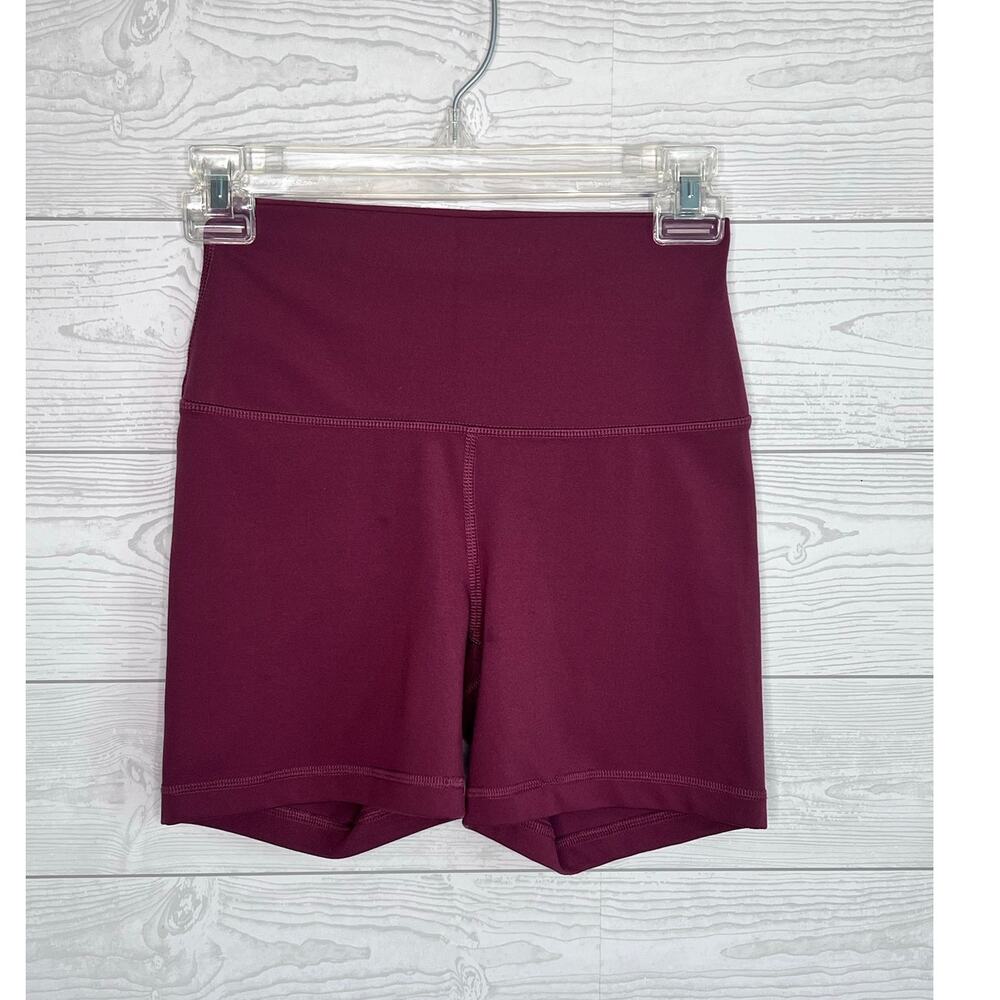Yogalicious Lux  burgundy high- waisted biker shorts Size Small
